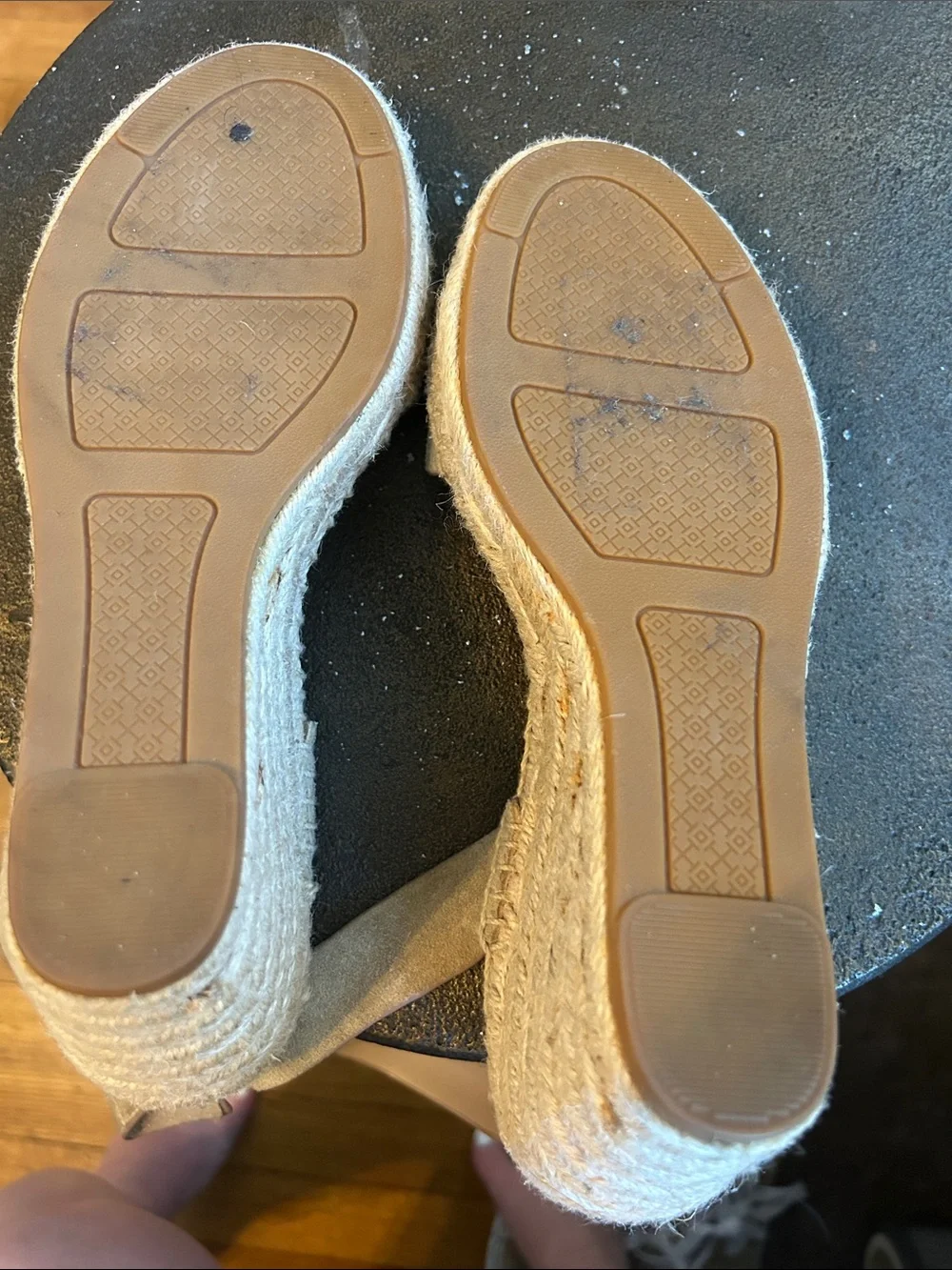 Tory Burch Beige Suede Ankle-Strap Espadrille Wedge